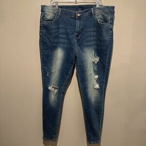 Allabreve Skinny Blue Jeans Womens Plus 3XL Distressed